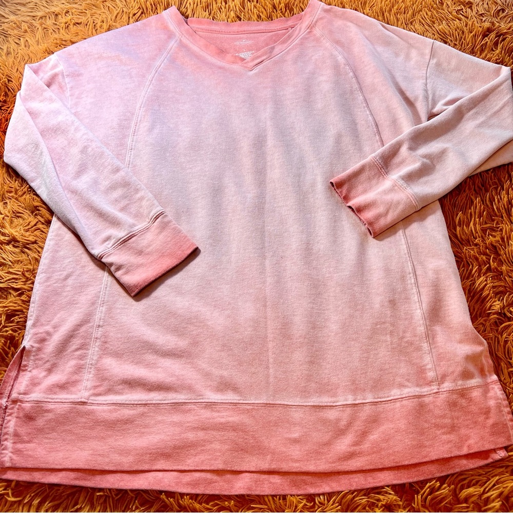 St. John’s Bay Active Oversized Long Sleeve Top sz L pink ombré comfy